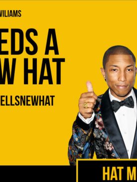 iim pharells new hat 275x364 - Buzzies Award 2014 - Pharell Williams a besoin de vous pour trouver un nouveau chapeau !