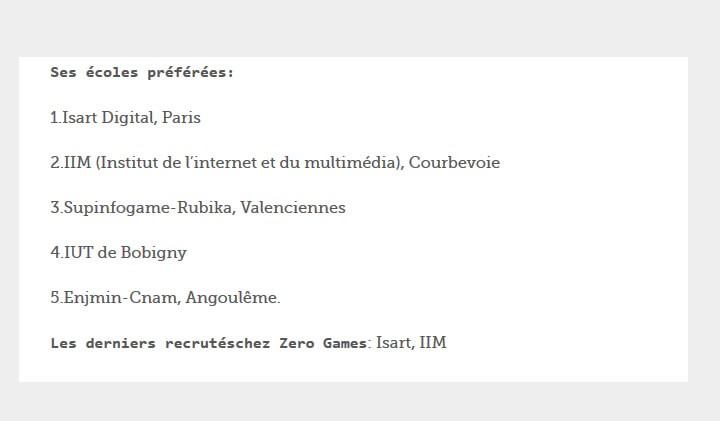 avis iim zero game studio - L'IIM 4e école du Jeu Vidéo au classement 2015 du Figaro Etudiant