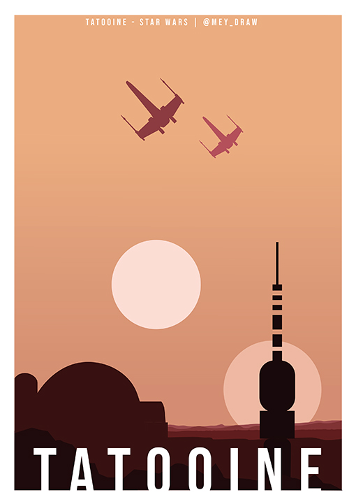 tatooine star wars flat design - Star Wars version flat design, l’univers d'Emy, promo 2022