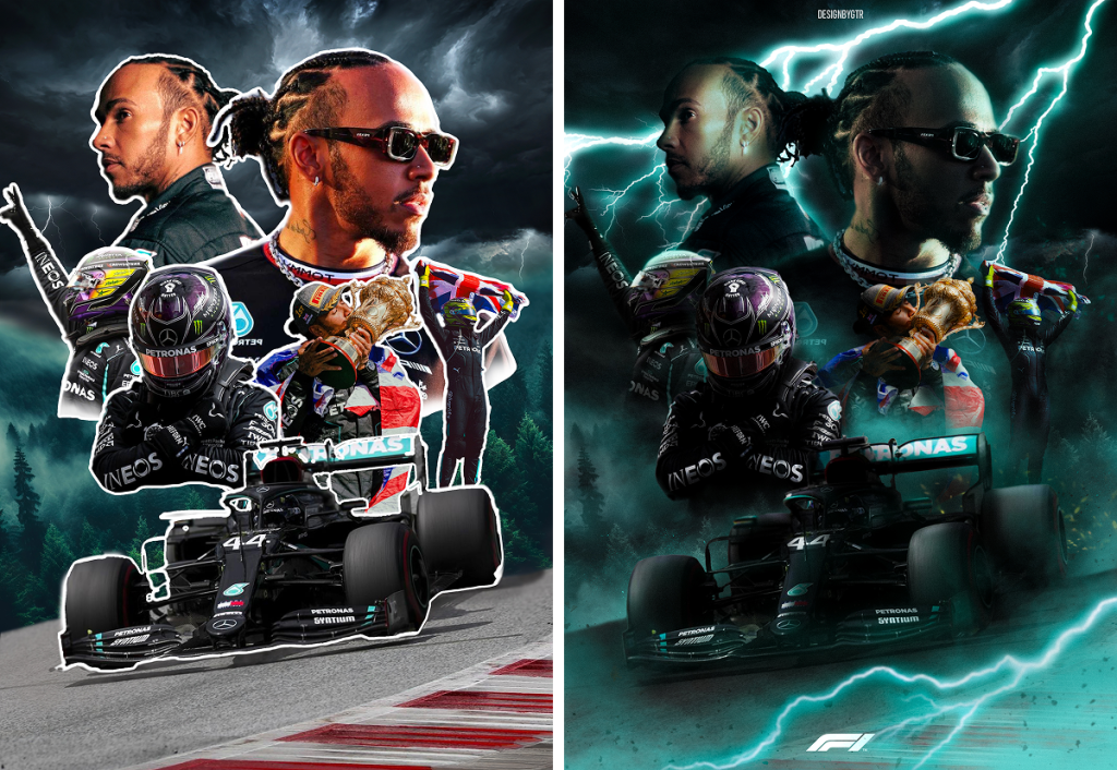 lewis hamilton poster avant apres 1024x706 - Mon expérience au sein du bachelor Création & Design : Gabriel, promo 2028